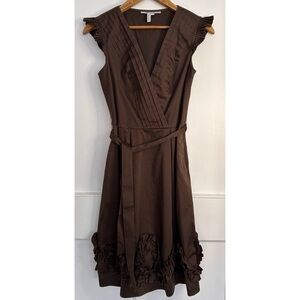 max and cleo brown dress Max and Cleo Brown Silk Sundress Flowy Spaghetti Strap Size 8